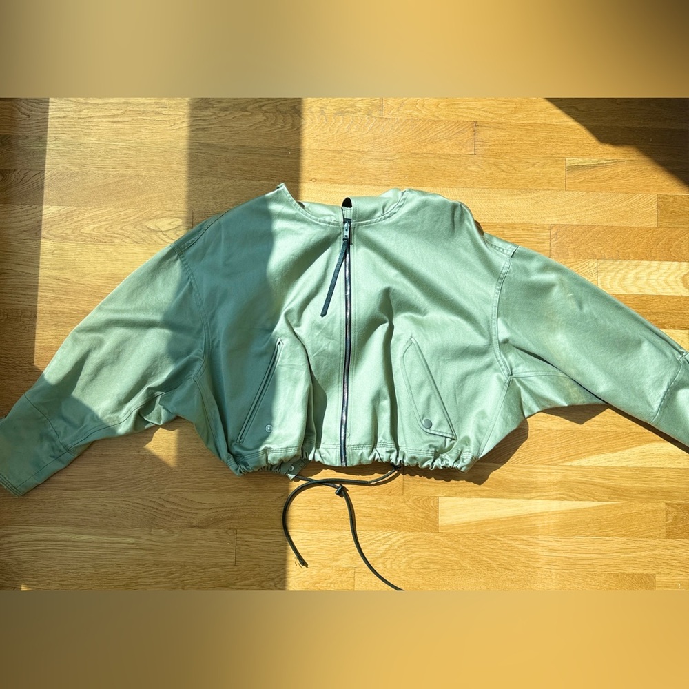 Rag & Bone Women’s Green Shiny Hooded Cropped Jacket | Size XS - Picture 2 of 8